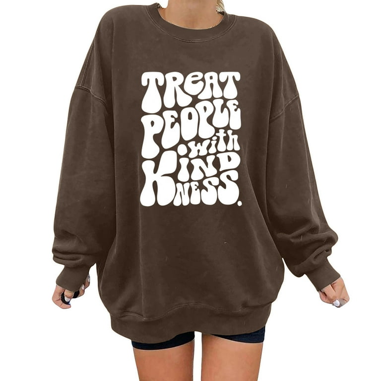 Crewneck Sweatshirt Women Pink Sweatshirts for Women Graphic Sweatshirt for Women Hoodies Colorful Letter Print O Neck Long Sleeve Pullover Tops Trendy Casual Oversized Loose Ladies Blouses Walmart ...