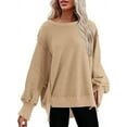 thumbnail image 1 of Crewneck Sweatshirt Women Side Slit Pullover Tops Long Sleeve Oversized Sweatshirts, 1 of 3