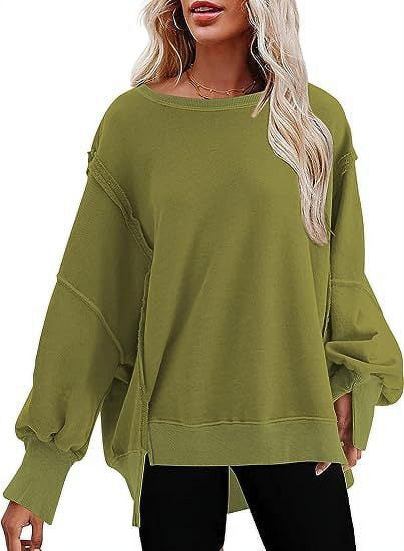 wkwmrpet Women's Oversized Loose Sweaters Casual Long Sleeve Solid Color  Pullover Tops Army Green : : Clothing, Shoes & Accessories