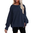 thumbnail image 1 of Crewneck Sweatshirt Women Side Slit Pullover Tops Long Sleeve Oversized Sweatshirts, 1 of 3