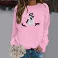 thumbnail image 1 of Crewneck Sweatshirt for Women Ghost Black Cat Graphic Long Sleeve Pullover Cutecore Streetwear Halloween Top Fall Spring Outfits Pink L, 1 of 5