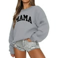 thumbnail image 1 of Crewneck Sweatshirt for Women Mama Letter Print Sweatshirt Oversized Pullover Loose Lightweight Long Sleeve Tops, 1 of 4