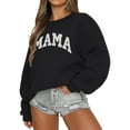 thumbnail image 1 of Crewneck Sweatshirt for Women Mama Letter Print Sweatshirt Oversized Pullover Loose Lightweight Long Sleeve Tops, 1 of 4