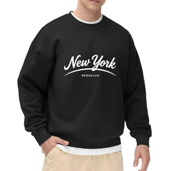 Crewneck Sweatshirt with Long Sleeves New York Graphic Men’s and Big Men’s Pullovers Top Oversized Casual Comfy Fall Fashion Outfits Clothes