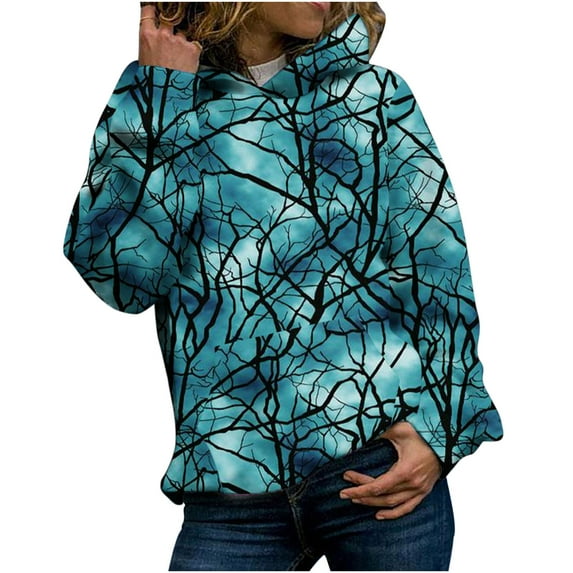 Crewneck Sweatshirts Aesthetic Women's Halloween Printed Long Sleeves Round Neck Casual Pullover Hooded Sweatshirt Tops Deportivos Mujer