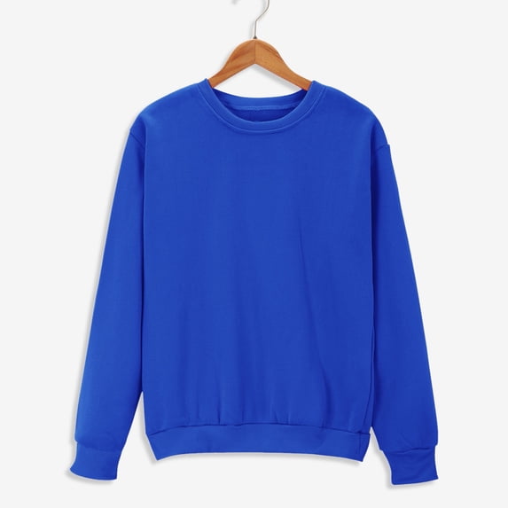 Crewneck Sweatshirts Fashion Womens Solid Color Casual Long Sleeve Ladies Round Neck Hoodless Sweatshirts Blouse Oversize Comfortable Casual Pullover Fall Winter Lightweight Sweatshirts
