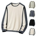 thumbnail image 1 of Crewneck Sweatshirts Men Beige Pullover Casual Long Sleeve Plus Size Hoodless 4XL, 1 of 6