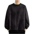 thumbnail image 1 of Crewneck Sweatshirts Men Black Suede Pullover Solid Color Long Sleeved Plus Size Hoodless S, 1 of 6