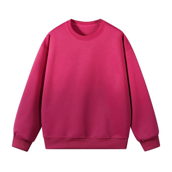 Crewneck Sweatshirts Men Hot Pink Pullover Casual Long Sleeve Plus Size Hoodless L