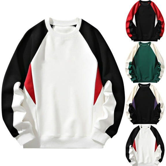 Crewneck Sweatshirts Men White Pullover Casual Long Sleeve Plus Size Hoodless XL