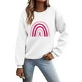 thumbnail image 1 of Crewneck Sweatshirts with Pink Ribbon Printed Women Long Sleeve Tops 2025 Fall Fashion Clothes Winter Pullover Support Cancer Patients (White, XL), 1 of 4