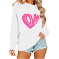 thumbnail image 1 of Crewneck Sweatshirts Valentines Day Tops Womens Long Sleeve Love Heart Printed Loose Pullover Fall Spring Clothes (XS, White), 1 of 7