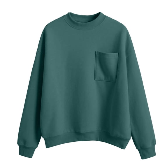 Crewneck Sweatshirts Women, Comdrip Mock Neck Sweatshirt Casual Plus Size Long Sleeve Sweatshirt Pullover 2025 Fall Sweaters with Pockets Sweatshirt Women Blackish Green L