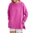 thumbnail image 1 of Crewneck Sweatshirts Women, Comdrip Women's Oversized Sweatshirts Crewneck Long Sleeve Pullover Shirts Side Zipper 2025 Fall Clothes Womens Crewneck Sweatshirt Hot Pink M, 1 of 7