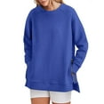 thumbnail image 1 of Crewneck Sweatshirts Women, Comdrip Women's Oversized Sweatshirts Crewneck Long Sleeve Pullover Shirts Side Zipper 2025 Fall Clothes Womens Crewneck Sweatshirt Dark Blue XL, 1 of 7