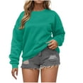 thumbnail image 1 of Crewneck Sweatshirts for Women Loose Long Sleeve Pullover Hoodies Soft Lightly Round Neck Sweatshirt Solid Fashion Blouse Tops Clothes Comfy Fall Winter Outfits Tops, 1 of 5
