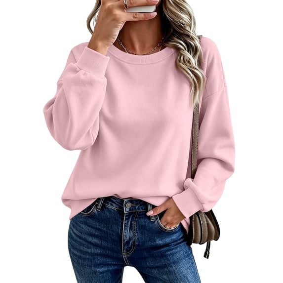 Crewneck Sweatshirts Women Oversized Comfort Fleece Pullover Sweatshirt, M