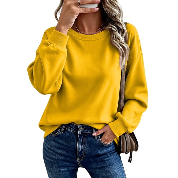 Crewneck Sweatshirts Women Oversized Comfort Fleece Pullover Sweatshirt, M