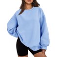 thumbnail image 1 of Crewneck Sweatshirts Women Oversized Preppy Sweatshirt Loose Fit Plain Cute Hoodies Y2K Fall  Pullover, 1 of 7