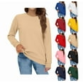 thumbnail image 1 of Crewneck Sweatshirts Women Oversized Preppy Sweatshirt Y2k Casual Fleece Pullover Hoodie Long Sleeve Winter Clothes Khaki XL, 1 of 6