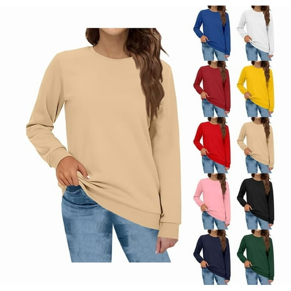 Crewneck Sweatshirts Women Oversized Preppy Sweatshirt Y2k Casual Fleece Pullover Hoodie Long Sleeve Winter Clothes Khaki XL