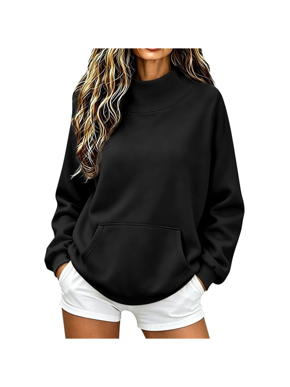 Crewneck Sweatshirts For Women, Pullover Tops, Loose Fit No Hood Sweatshirt, Unisex Adult Basic Long Sleeve Top, Soft Casual Fall Fashion Outfits, Everyday Ladies Pullover