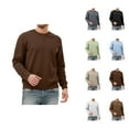 thumbnail image 1 of Crewneck Sweatshirts for Men 2025 Fall Winter Long Sleeve Lined Plain Basic Sweatshirt Pullover Tops, 1 of 5