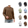 thumbnail image 1 of Crewneck Sweatshirts for Men 2025 Fall Winter Long Sleeve Lined Plain Basic Sweatshirt Pullover Tops, 1 of 5