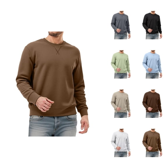 Crewneck Sweatshirts for Men 2025 Fall Winter Long Sleeve Lined Plain Basic Sweatshirt Pullover Tops