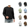 thumbnail image 1 of Crewneck Sweatshirts for Men 2025 Fall Winter Long Sleeve Lined Plain Basic Sweatshirt Pullover Tops, 1 of 5