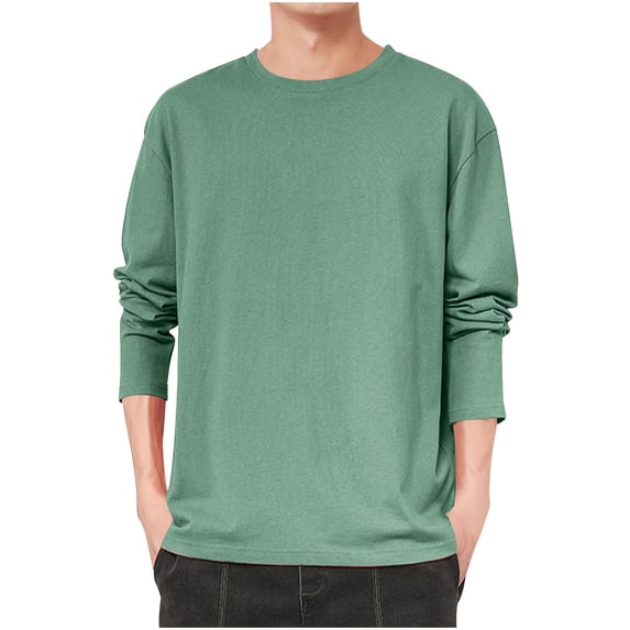 Crewneck Sweatshirts for Men Long Sleeve T-Shirt Casual Solid Color Crew Neck Slim Fit Pullover Tops S-3XL