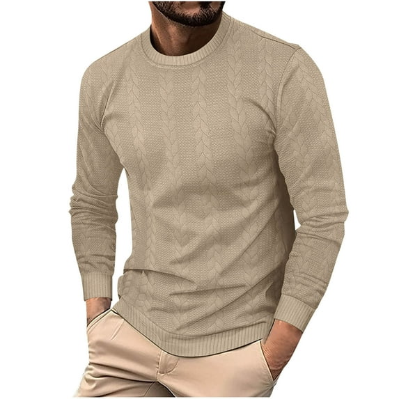Crewneck Sweatshirts for Men Long Sleeve T Shirts Mens Casual Solid Color Textured Pullover Heavy Weight Relaxed Workout Sweatshirt Tops
