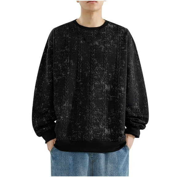 Crewneck Sweatshirts for Men Long Sleeve Tshirts Shirts Mens Trendy Tie-Dye Pullover Slim-Fit Going-Out Loungewear No Hood Sweatshirt Tops