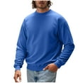 thumbnail image 1 of Crewneck Sweatshirts for Men Moisture Wicking Long Sleeve Pullover Casual Solid Outfits Blue 3XL, 1 of 5