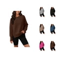 thumbnail image 1 of Crewneck Sweatshirts for Women 2025 Fall Winter Long Sleeve Side Slit Plain Sweatshirt Pullover Tops, 1 of 5