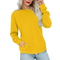 thumbnail image 1 of Crewneck Sweatshirts for Women No Hood Fall Casual Long Sleeve Pullover Tops Loose Sweatshirt with Pocket Yellow S, 1 of 6