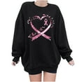 thumbnail image 1 of Crewneck Sweatshirts for Women Oversized Loose Breast Cancer Print Tops Drop Shoulder Casual Pullover Shirts(Black XXL), 1 of 4