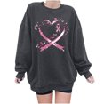 thumbnail image 1 of Crewneck Sweatshirts for Women Oversized Loose Breast Cancer Print Tops Drop Shoulder Casual Pullover Shirts(Gray M), 1 of 4