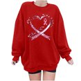 thumbnail image 1 of Crewneck Sweatshirts for Women Oversized Loose Breast Cancer Print Tops Drop Shoulder Casual Pullover Shirts(Red L), 1 of 4