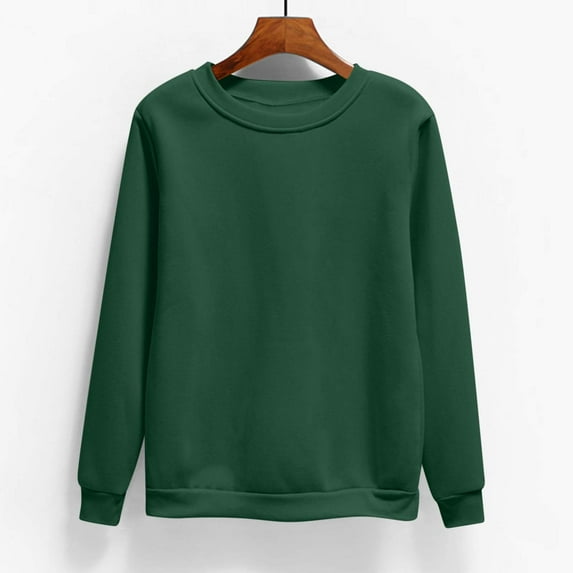 Crewneck Sweatshirts for Women Plus Size M-4X Pullover Fleece Lined Tops Ladies Casual Long Sleeve Solid Loose Basic Comfort Sweatshirt