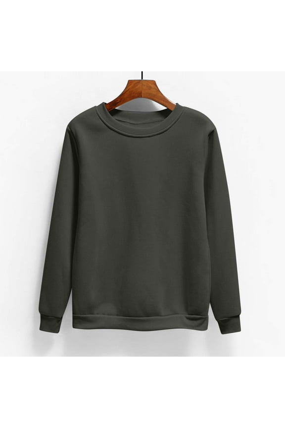 Crewneck Sweatshirts for Women Plus Size M-4X Pullover Fleece Lined Tops Ladies Casual Long Sleeve Solid Loose Basic Comfort Sweatshirt