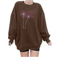 thumbnail image 1 of Crewneck Sweatshirts for Women Print Oversized Loose Breast Cancer Tops Drop Shoulder Casual Pullover Shirts(Coffee XXL), 1 of 4