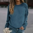 thumbnail image 1 of Crewneck Sweatshirts for Women Solid Color Long Sleeve Shirts O-Neck Pullover Tops, 1 of 5