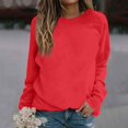 thumbnail image 1 of Crewneck Sweatshirts for Women Solid Color Long Sleeve Shirts O-Neck Pullover Tops, 1 of 5