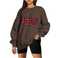 thumbnail image 1 of Crewneck Sweatshirts for Women Valentine's Day Cute Funny Graphic Print Pullover Tops Casual Long Sleeve Shirt(Brown,M), 1 of 3