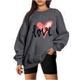 thumbnail image 1 of Crewneck Sweatshirts for Women Valentine's Day Cute Funny Graphic Print Pullover Tops Casual Long Sleeve Shirt(Gray,S), 1 of 4