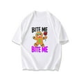thumbnail image 1 of Crewneck T Shirt Black Gingerbread Man With Lollipop And Bite Me Text Christmas Holiday Party Wear, 1 of 4