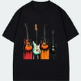 thumbnail image 1 of Crewneck T Shirt Black Guitar Music Instrument Print For Men And Women Casual Wear, 1 of 4