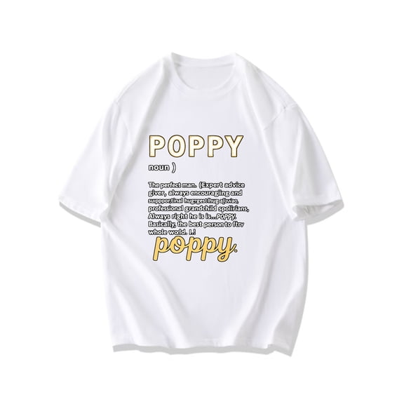 Crewneck T Shirt Black Poppy Definition Print For Grandfather Family Gift Father Day Celebration