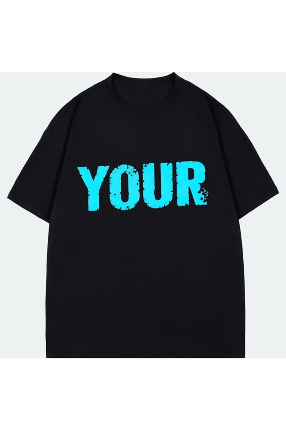 Crewneck T Shirt Black Your Text Graphic Print Casual Wear